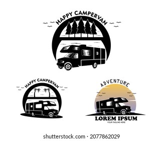 Camping car logo collection set