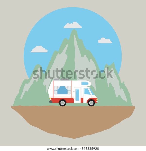camping car on mountain\
road
