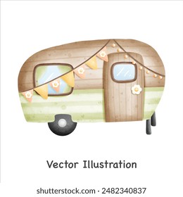 Camping Car and picnic Stuff Vector Design Illustration