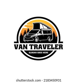 Camping car with pop up tent illustration logo vector svg