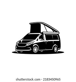 Camping car with pop up tent illustration logo vector svg