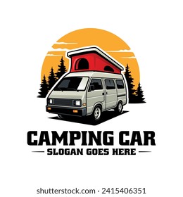 camping car with roof tent illustration logo vector svg