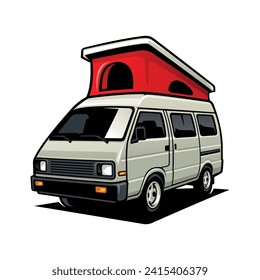 camping car with roof tent illustration vector svg