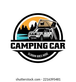 camping car with roof top tent logo vector svg