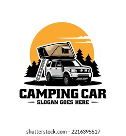camping car with roof top tent logo vector svg