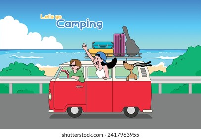 Camping car running on the coastal road