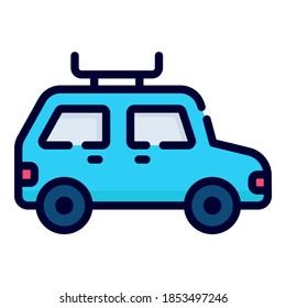 camping car vector icon. colored outline style for Web and Mobile.