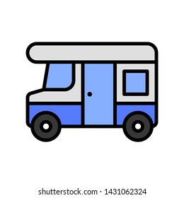 Camping car vector, Summer Holiday related filled icon editable outline