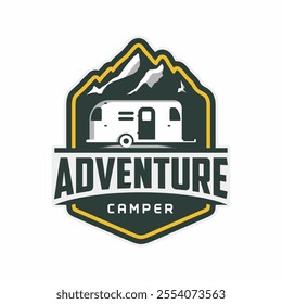 Camping Caravan Emblem Logo Vector Illustration. Best for Caravan and Camping related Industries.