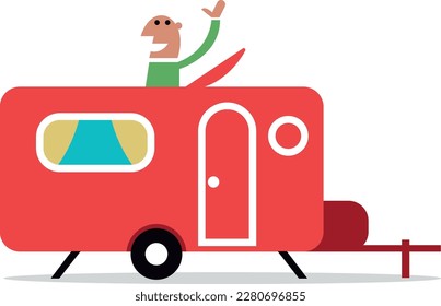 camping caravan red icon simple