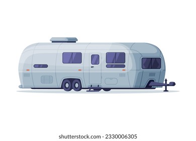 Camping caravan set. Recreational vehicle, mobile home vector illustration