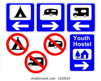 camping and caravan signs