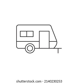 Camping, Caravan Travel Trailer Icon Line Style Icon, Style Isolated On White Background