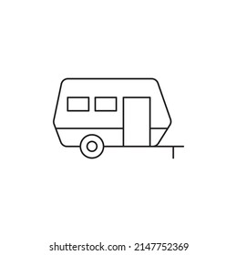 Camping, Caravan Travel Trailer Icon Line Style Icon, Style Isolated On White Background