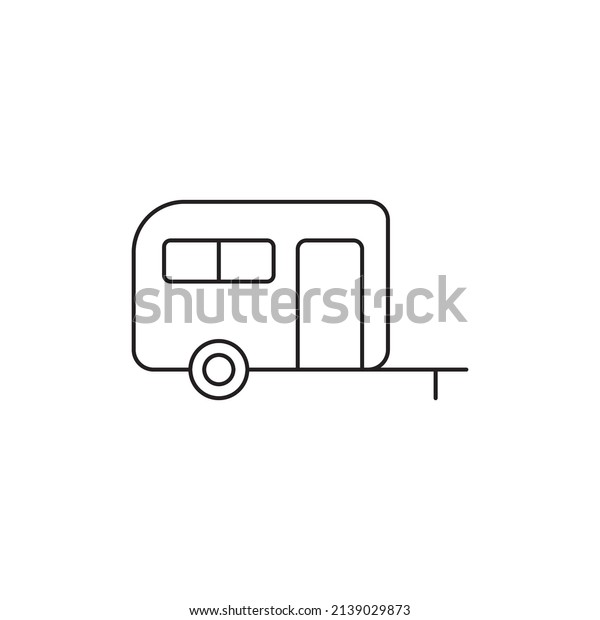 Camping, caravan travel trailer icon\
line style icon, style isolated on white\
background
