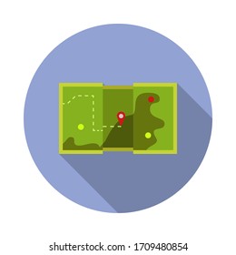 camping card colored illustration long shadow icon. Simple color vector of Camping icons for ui and ux, website or mobile application