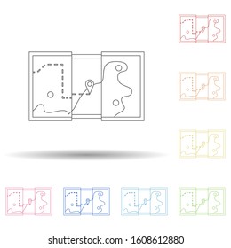 Camping card colored in multi color style icon. Simple thin line, outline vector of camping icons for ui and ux, website or mobile application