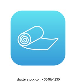 Icono de línea de alfombra de camping para web, móvil e infografía. Icono de blanco vector en el cuadrado de gradiente azul con esquinas redondeadas aisladas en fondo blanco.