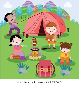 Camping Cartoon Vector Illustration