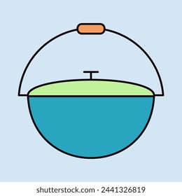 Camping cauldron from metal vector color icon. Kitchen appliance. Graph symbol for cooking web site design, logo, app, UI