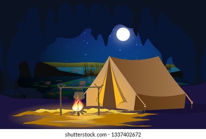camping in the cave