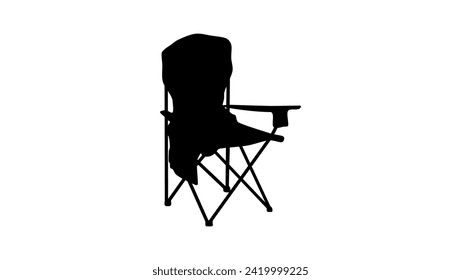 camping chair, black isolated silhouette