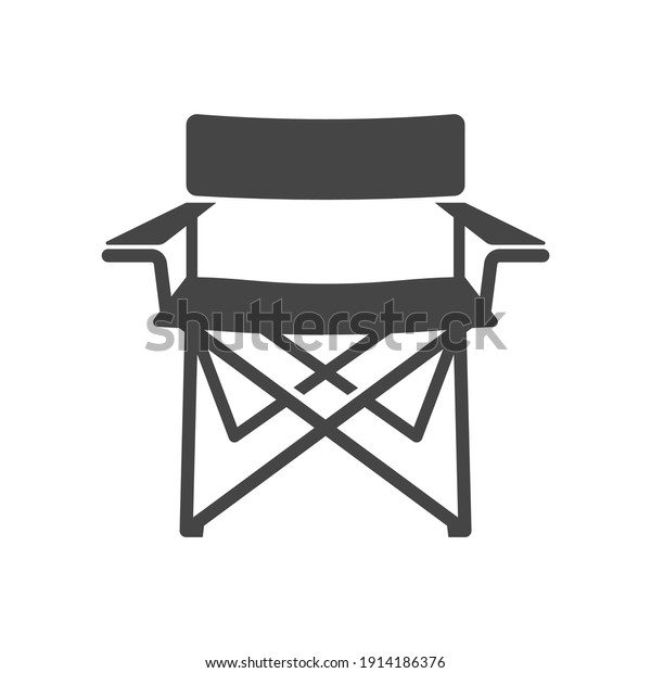 Camping\
chair, bold black silhouette icon isolated on white background.\
Folding seat pictogram. Summer portable outdoor furniture for\
traveling,vector element for infographic,\
web.