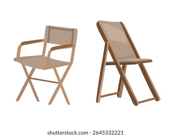 Camping chair, Forest travel. Flat vector clipart, illustration with isolated background.