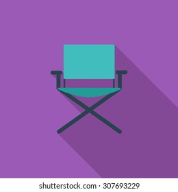 Camping chair icon. Flat vector related icon with long shadow for web and mobile applications. It can be used as - logo, pictogram, icon, infographic element. Vector Illustration.