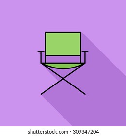 Camping chair icon. Flat vector related icon with long shadow for web and mobile applications. It can be used as - logo, pictogram, icon, infographic element. Vector Illustration.