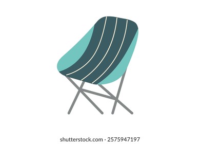 Camping chair isolated on white. Vector hand drawn clipart. Concept of travel.