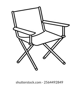 camping chair line art icon sign silhouette vector illustration