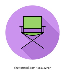 Camping chair. Single flat color icon on the circle. Vector illustration.