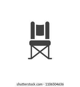 Camping chair vector icon. filled flat sign for mobile concept and web design. Folding chair simple solid icon. Symbol, logo illustration. Pixel perfect vector graphics