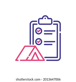 camping checklist vector 2 colours line icon style illustration. EPS 10 file 