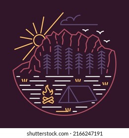 Camping and chill with good view of nature graphic illustration vector art t-shirt design