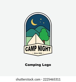 Camping or climbing logo. Hobby and activity outdoor badge.