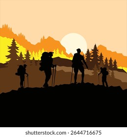 Camping, climbing logo or label. Hiking trip, hike set of icons. Lettering vector
