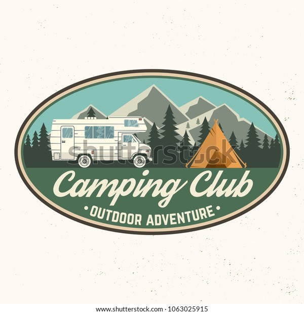 Camping Club Badge Vector Illustration Concept Stock Vector (Royalty ...