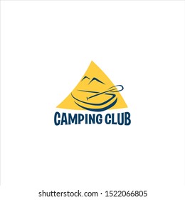 Camping club icon on tent background for logo
