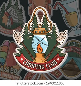 camping club lantern emblem patch