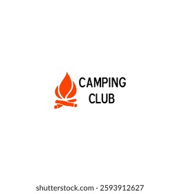 The "CAMPING CLUB" logo features a stylized orange campfire icon and bold text, clearly conveying its outdoor and community-focused purpose.