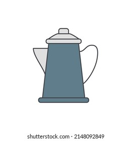 Camping coffee teapot icon in color icon, isolated on white background 