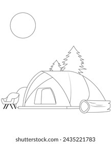 Camping Coloring Book Page for Kids
