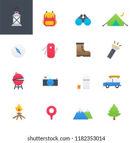 Camping Colourful Icons Set, Vector Illustration Design