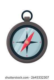 Camping compass, Forest travel. Flat vector clipart, illustration with isolated background.