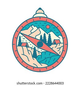 Camping and compass graphic illustration vector art t-shirt design