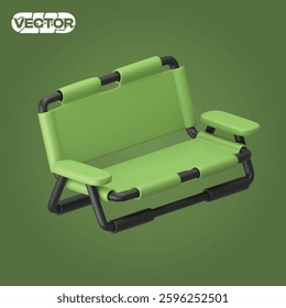 camping concept 3D vector icon set of chair on green background. realistic illustration. 