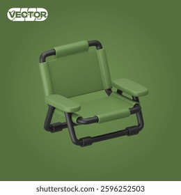 camping concept 3D vector icon set of chair on green background. realistic illustration. 