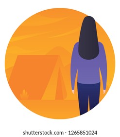 Camping concept in flat rounded style icon